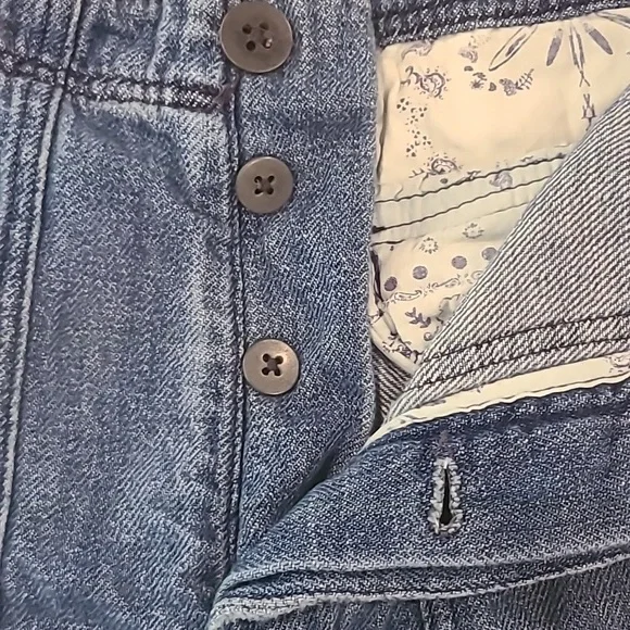 Free People Medium Wash Blue Button Fly High Rise Baggy Shorts Women's Size 4 - Picture 3 of 12